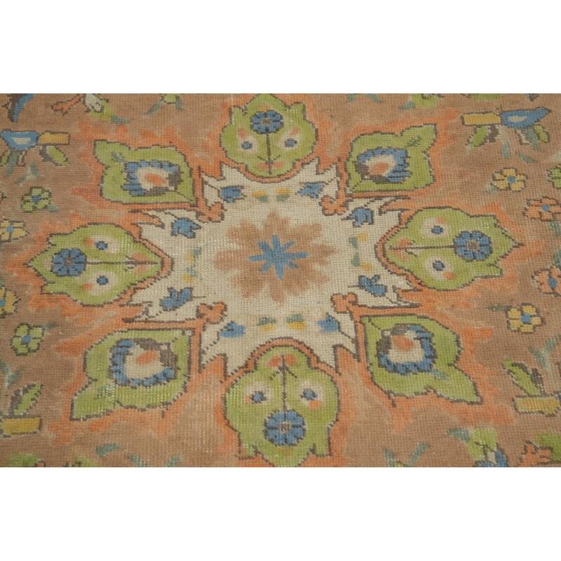 Hand Knotted Oriental 100% Wool Carpet Traditional Floral Yellow & Gold Mashad Area Rug - 12' 11'' X 9' 7''