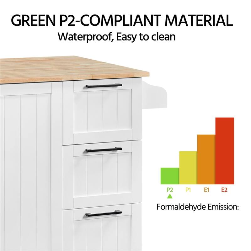 Yaheetech Rolling Kitchen Island Cart with Storage Cabinet and Drawers - N/A