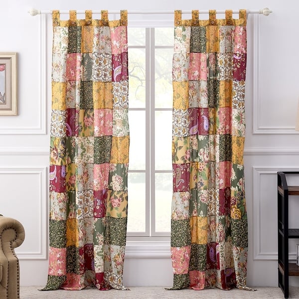 slide 2 of 6, Greenland Home Fashions Antique Chic Authentic Patchwork Cotton Curtain Panels (Set of 2)