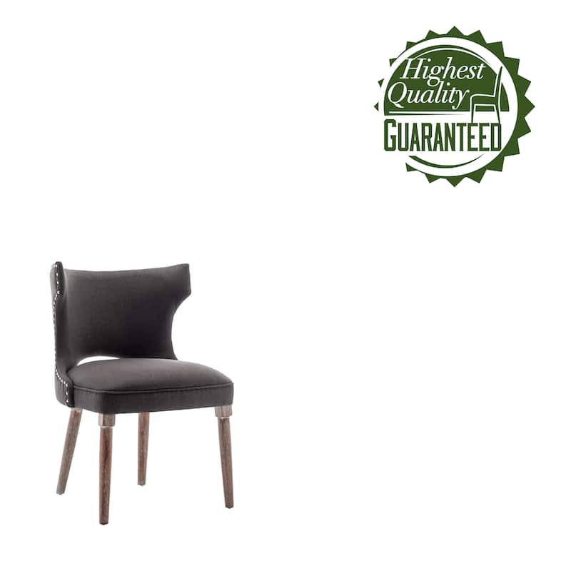 Porthos Home Foras Fabric Wingback Dining Chairs with Rubberwood Legs, Set of 2
