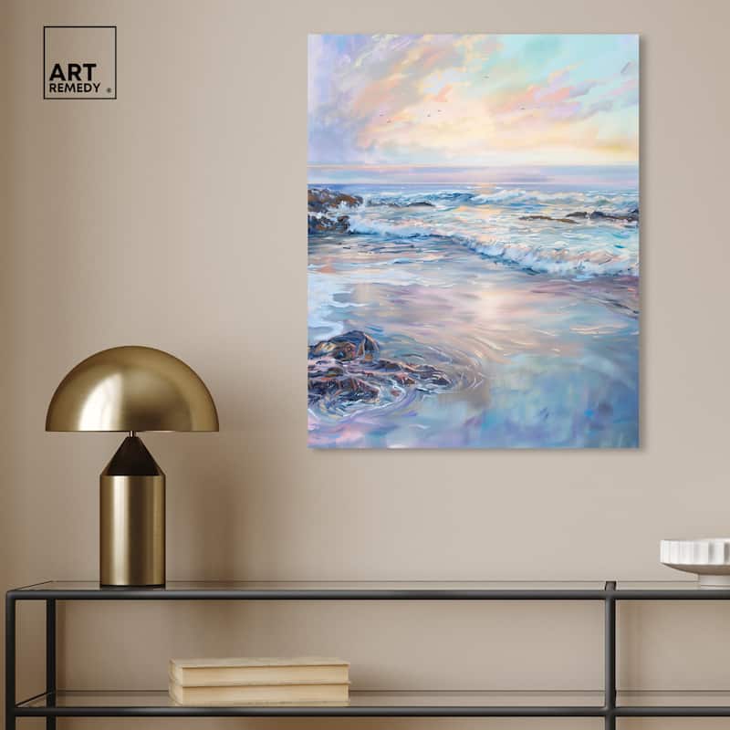 Art Remedy Dreamy Shoreline Gallery Wrapped Sailing 1 Piece Canvas Wall Art