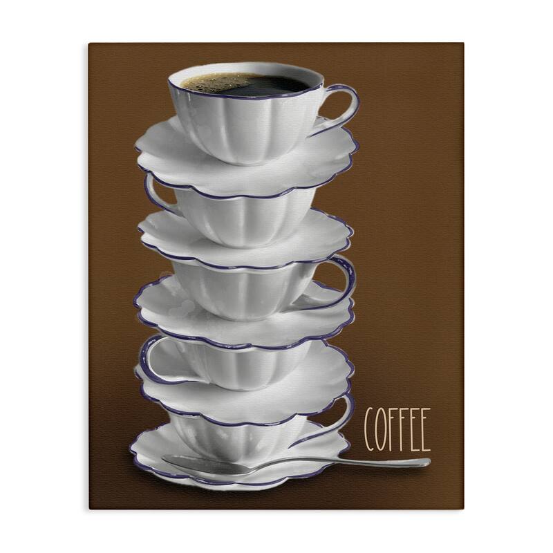 Stupell Stacked Teacups with Coffee Canvas Wall Art Design By Matthew Piotrowicz - 16 x 20