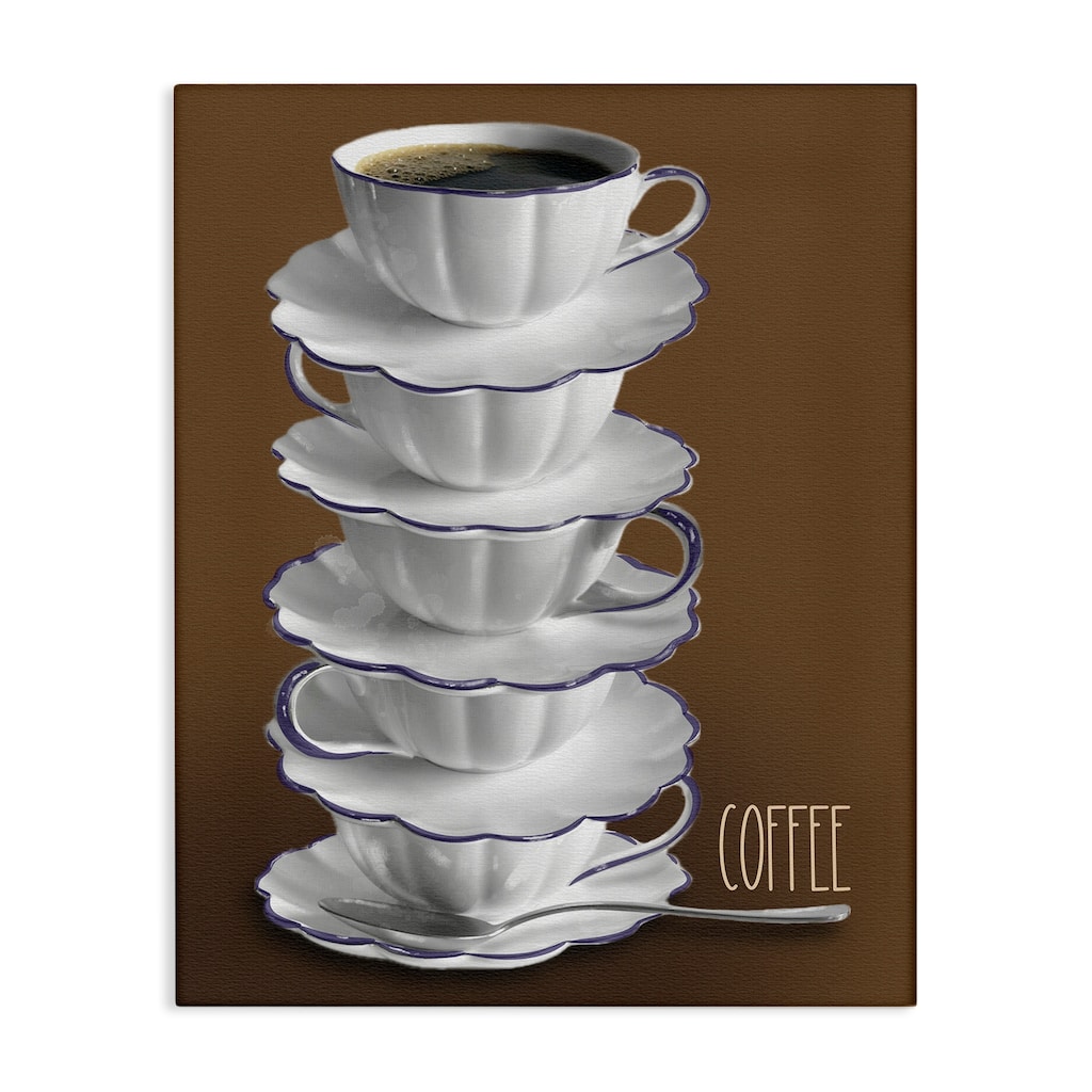 Stupell Stacked Teacups with Coffee Canvas Wall Art Design By Matthew Piotrowicz