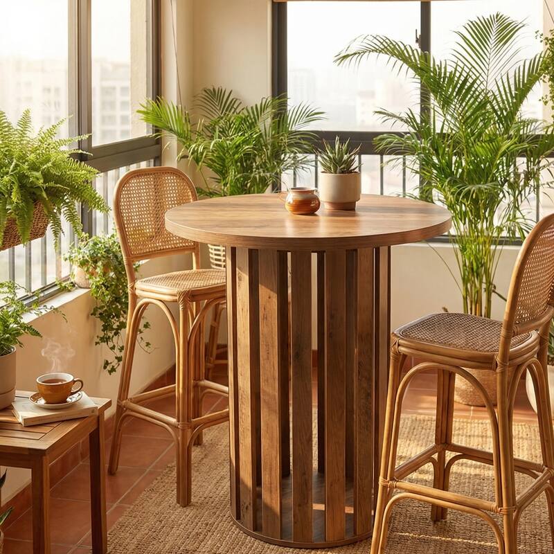 37.4 Inch High Round Bar Table, Bistro Pub Table for Home Bar, Dining Room, Party, Cocktail, Living Room