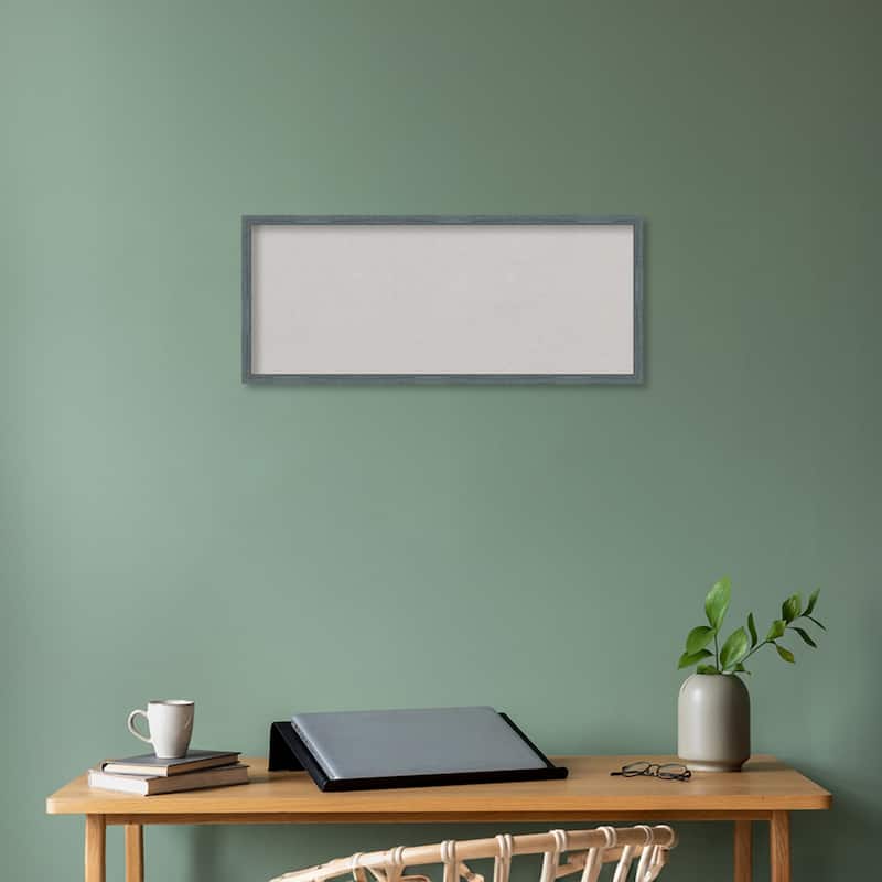 Dixie Blue Grey Rustic Narrow Wood Framed Grey Corkboard Bulletin Board