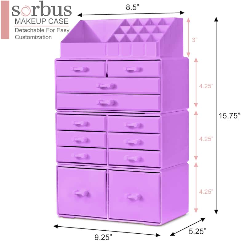 Sorbus Large Makeup Organizer and Storage for Vanity - 9.25" L x 5.25" W x 15.75" H