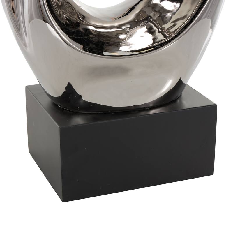 Ceramic Abstract Decorative Sculpture - Silver - Roche River Decor