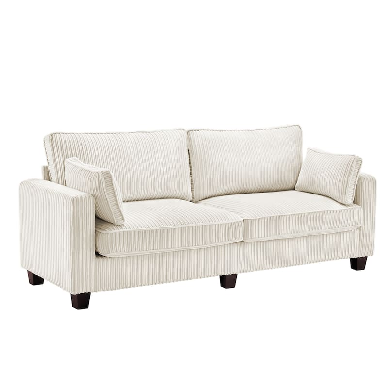 81" Modern Corduroy 3 Seater Sofa, Polyester Rectangle Upholstered Sofa for Livingroom - 81"W X 33"D X 26"H