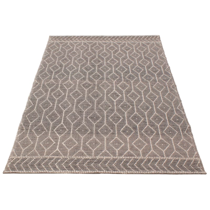 ECARPETGALLERY Braid weave Sienna Grey Wool Rug - 6'0 x 9'2