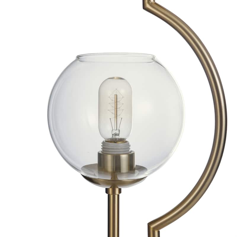 StyleCraft Ashington Brass 2 Steel Brass Poles with Clear Glass Globe Up Lights