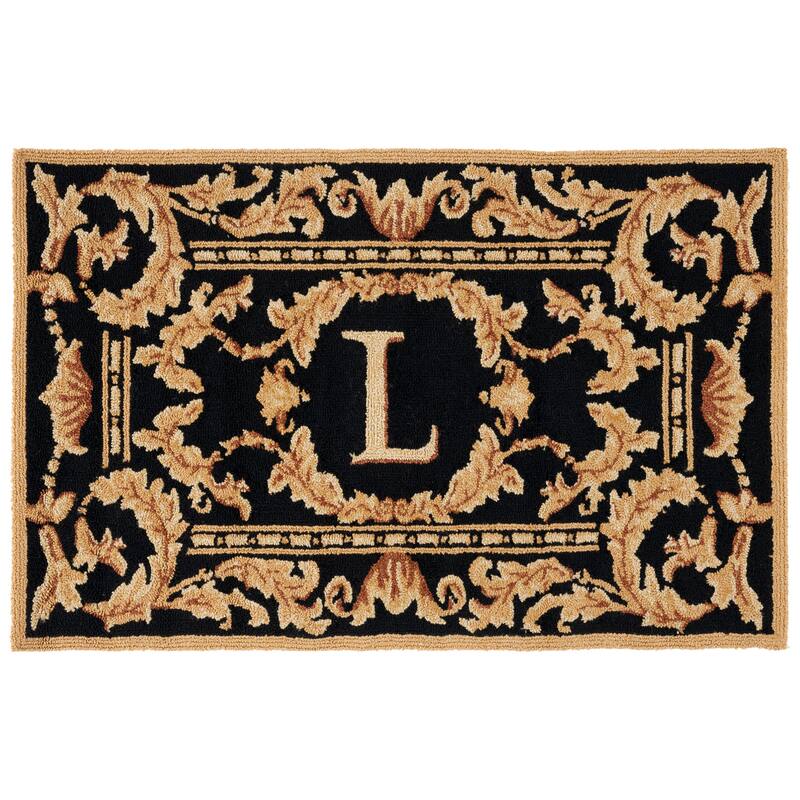 SAFAVIEH Handmade Monogram Berendine Casual Rug - 2'6" x 4' - L - Black - Rectangle