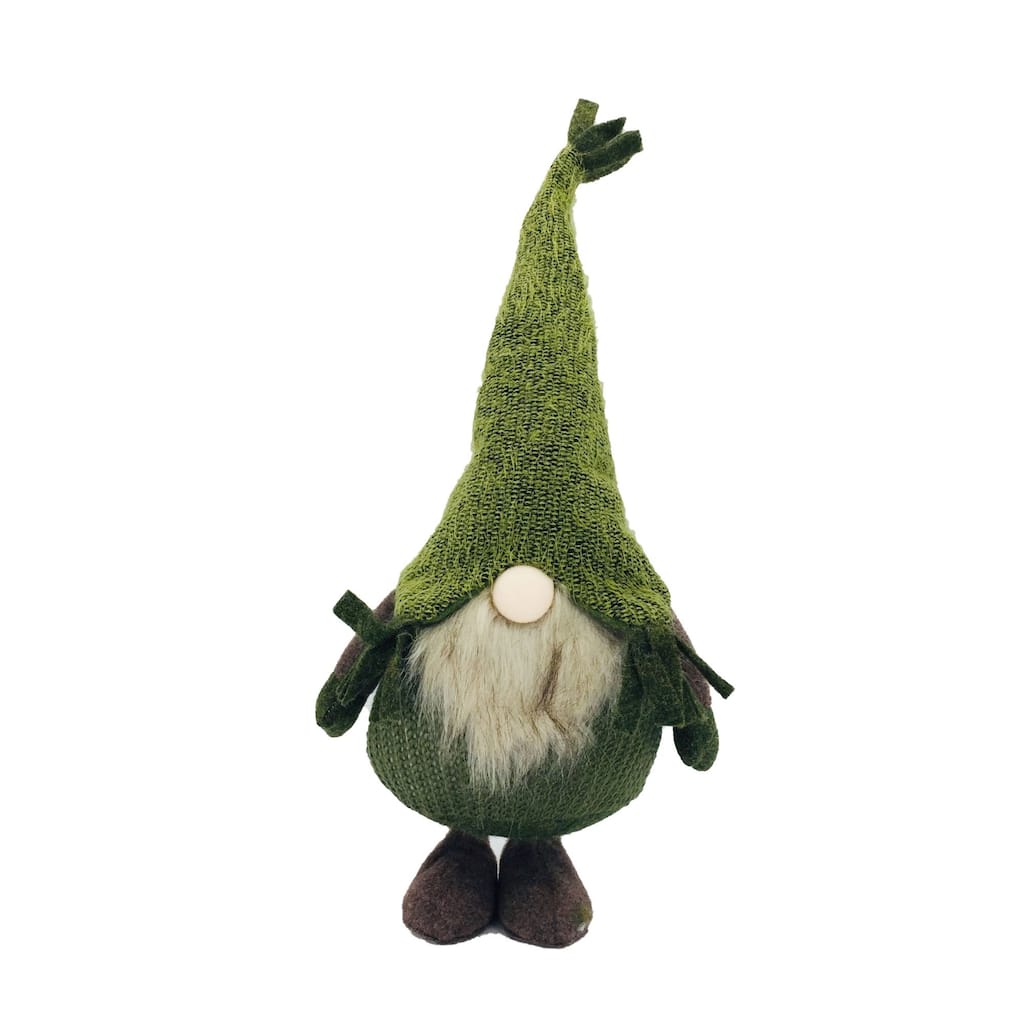 Fuzzy Gnome Christmas Tabletop Figurine - 23.25" - Green and Brown