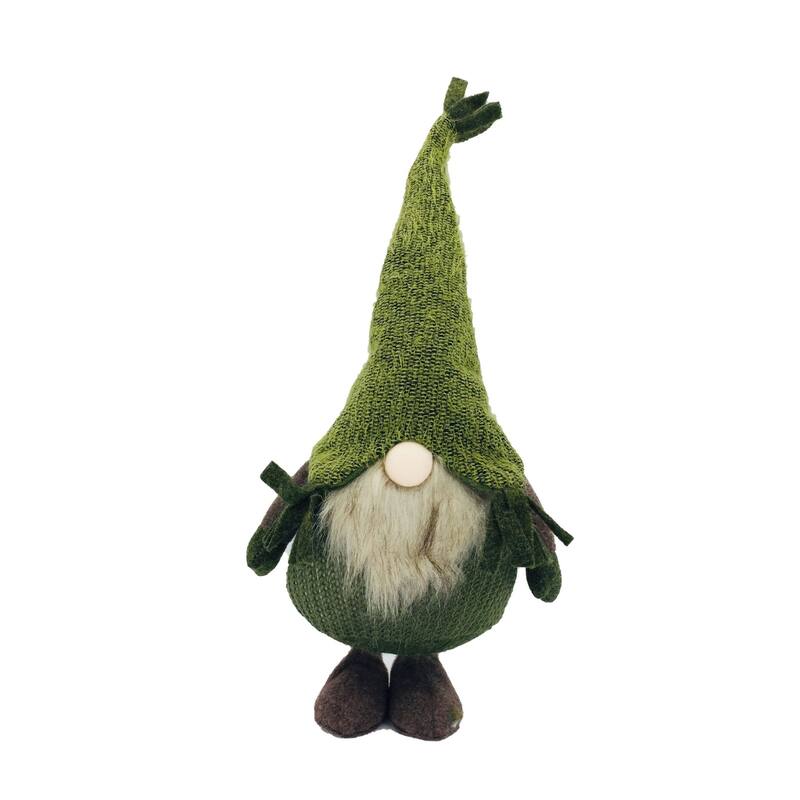 Fuzzy Gnome Christmas Tabletop Figurine - 23.25" - Green and Brown