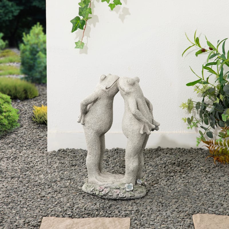 Glitzhome 15.25''H Resin Two Kissing Frog Statue