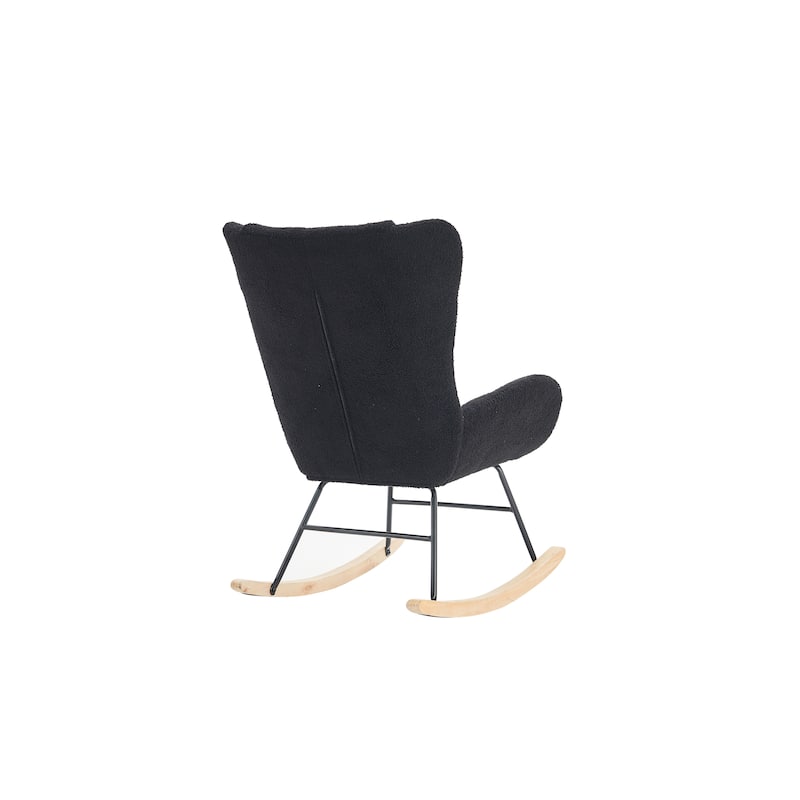 Solid Wood Legs Reading Chair with Teddy Fabric Upholstered