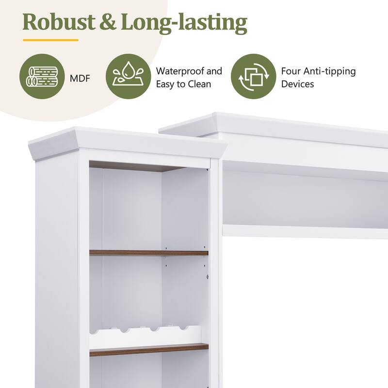 Farmhouse 4-Piece Entertainment Center with Bookshelf, for TVs Up to 70" - 108.2" W × 16.3" D × 80.4" H