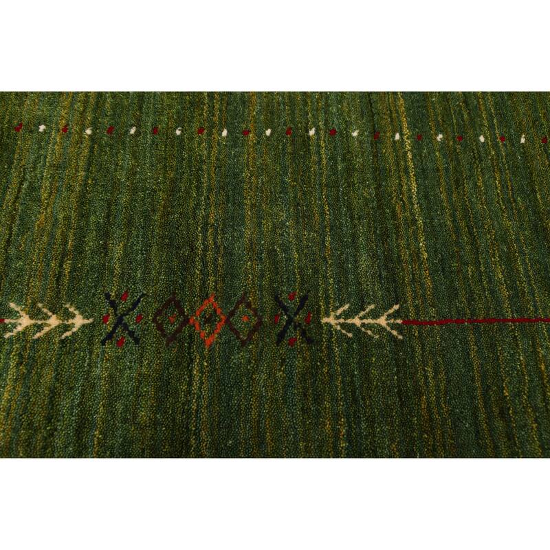 ECARPETGALLERY Hand Loomed Kashkuli Gabbeh Green Wool Rug - 4'11 x 7'11