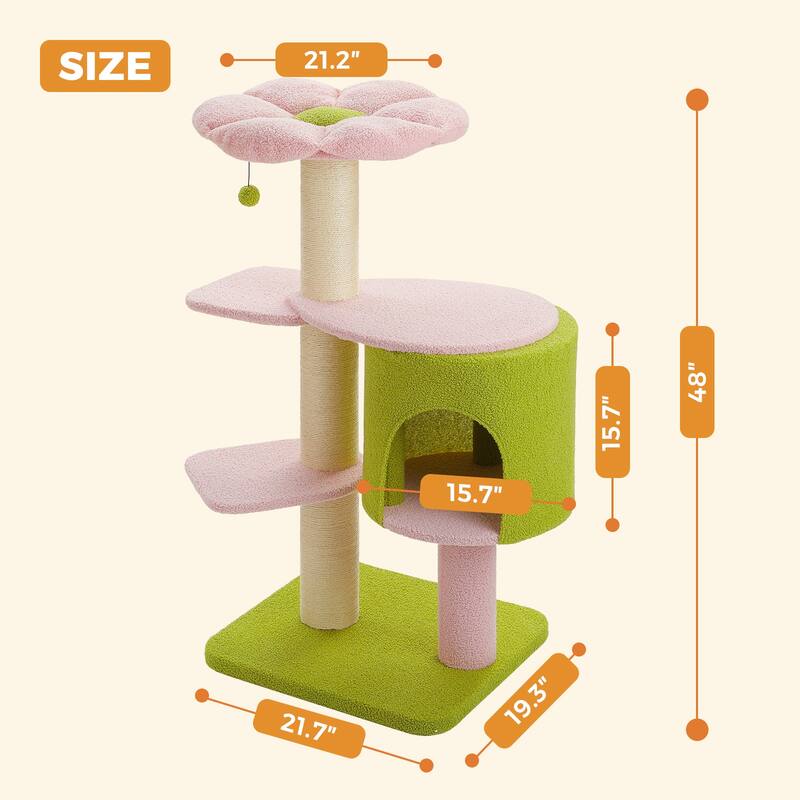 50" Large Cat Tree with 2 Tier Skirting Boards