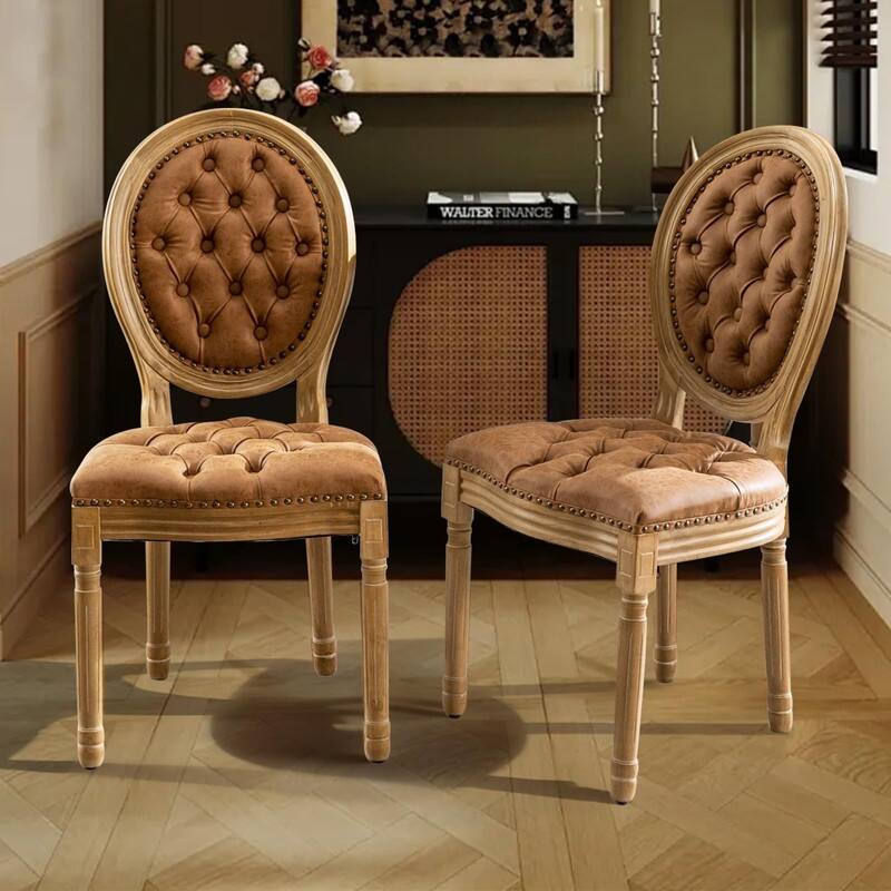 Upholstered French Style Nailhead Dining Chairs(Set of 4)