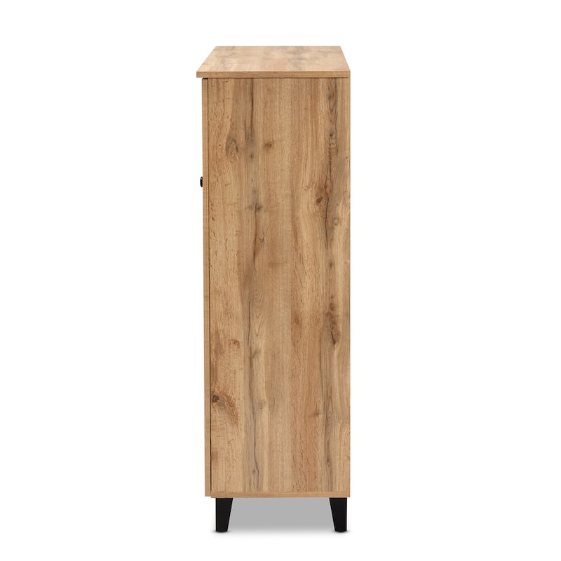 Coolidge Modern Shoe Storage Wood Cabinet with Drawer-Oak Brown