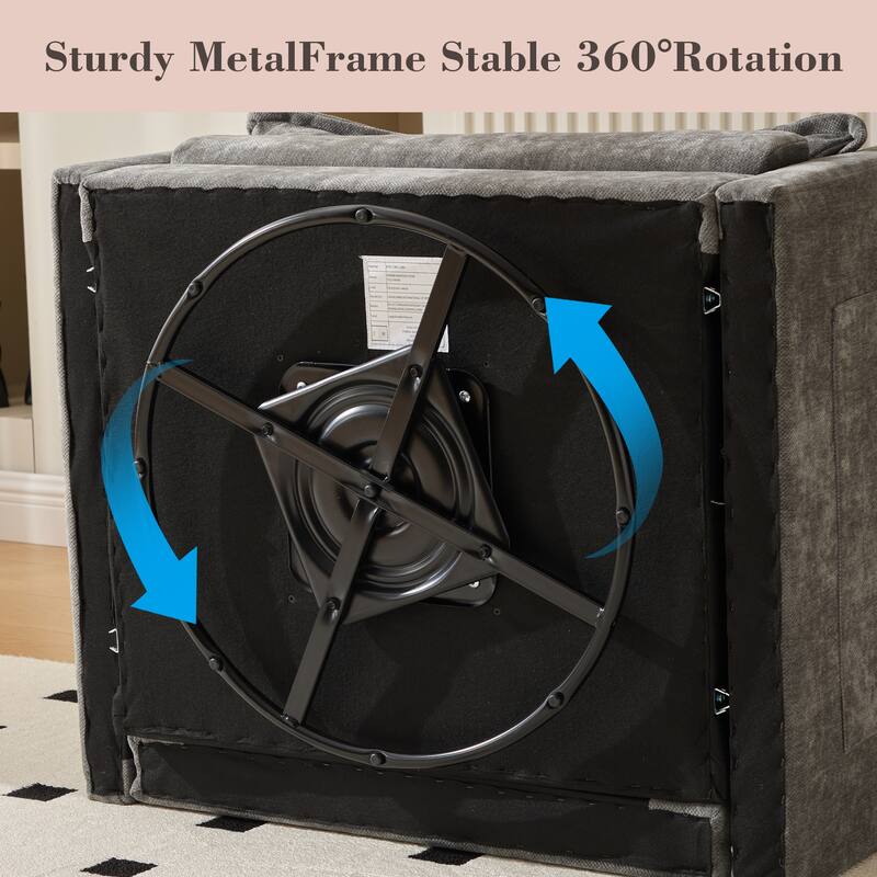 GDFStudio - Chenille 36.22" Swivel Barrel Chair