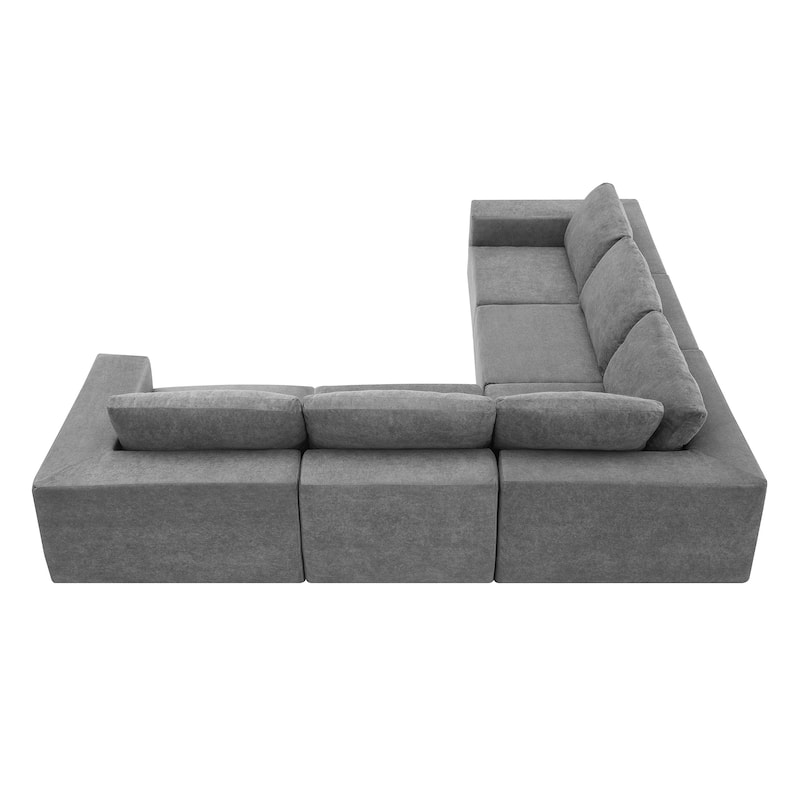 116"x116" Terrycloth Modular Sectional Sofa (5-Piece, No Assembly)