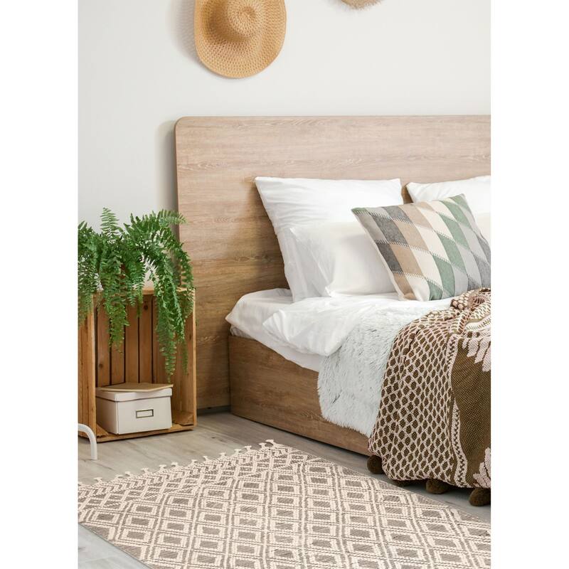 ECARPETGALLERY Braid weave Sienna Beige Wool Rug - 5'0 x 7'6