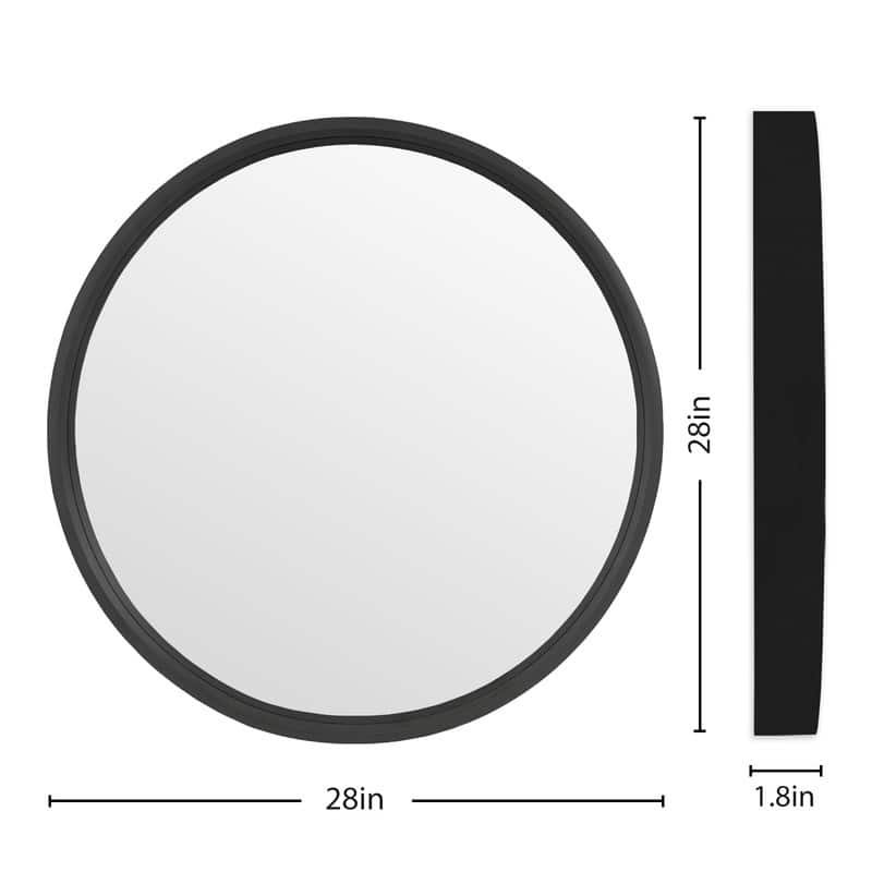 Classic Wooden Frame Farmhouse Round Wall Mirror