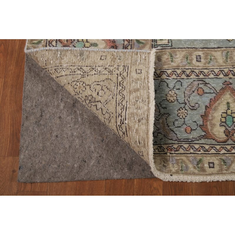 Hand Knotted Oriental 100% Wool Carpet Traditional Medallion Navy Blue & Blues Tabriz Area Rug - 10' 9'' X 7' 8''