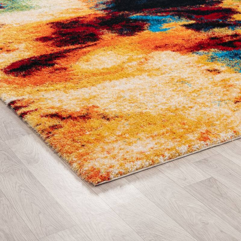 Zenith Abstract Shag Gold/Beige Area Rug