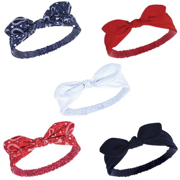 slide 1 of 1, Hudson Baby Infant Girl Headbands 5pk, Red Bandana, 0-24 Months - Red Bandana Red Bandana - 0-24 Months