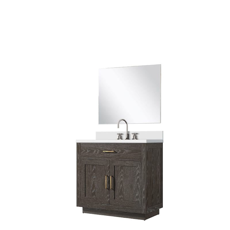 Abbey Bath Vanity with Quartz Top, Sink, Mirror and Faucet