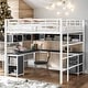 preview thumbnail 1 of 30, Elegant Metal Full Loft Bed with Bookcase, Desk and Cabinet, White White