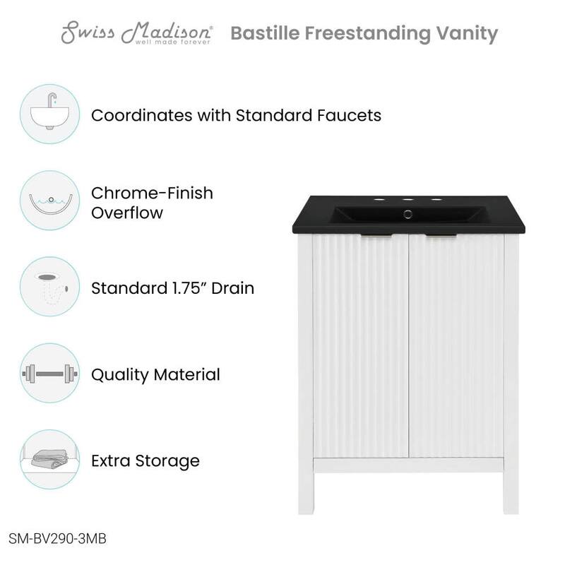 Swiss Madison SM-BV290-3MB Bastille 24" Free Standing Single Basin