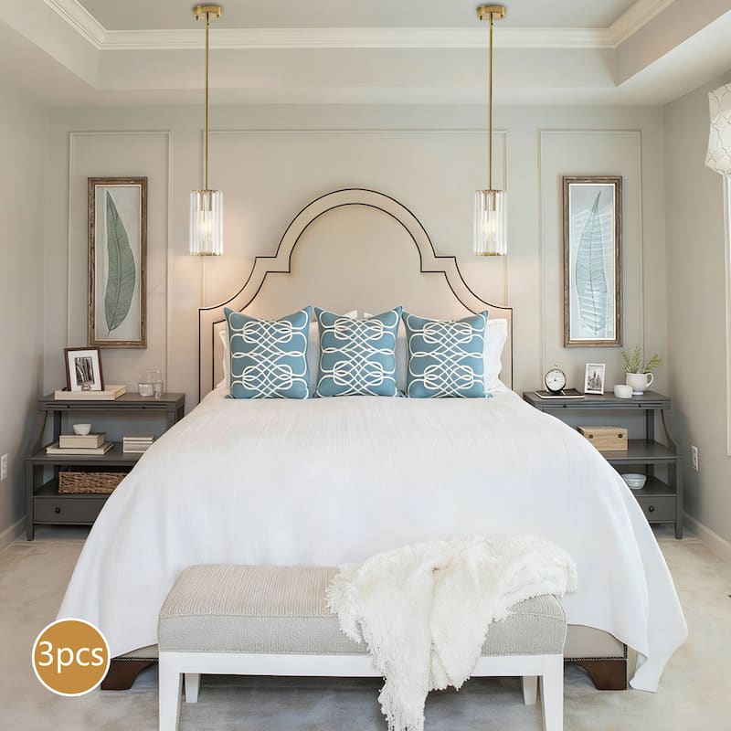 3-Pack Modern Crystal Pendant Lights for Dining Room, Bedroom, Foyer and Hallway