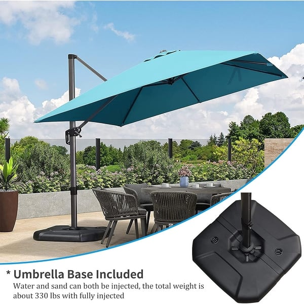 bed bath and beyond teal patio umbrella PURPLE LEAF 10 ft 360 Degree Rotation Patio Umbrella With Base