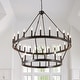 preview thumbnail 1 of 13, Modern Farmhouse Chandelier 2 Tier Large Black Wagon Wheel Chandeliers 48 Inch-36 Light 
