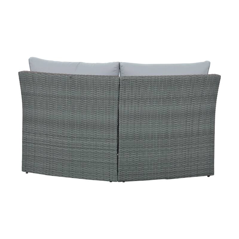 10-Piece Outdoor Sectional Half Round Patio Rattan Sofa Set,PE Wicker Conversation Set for Free Combination