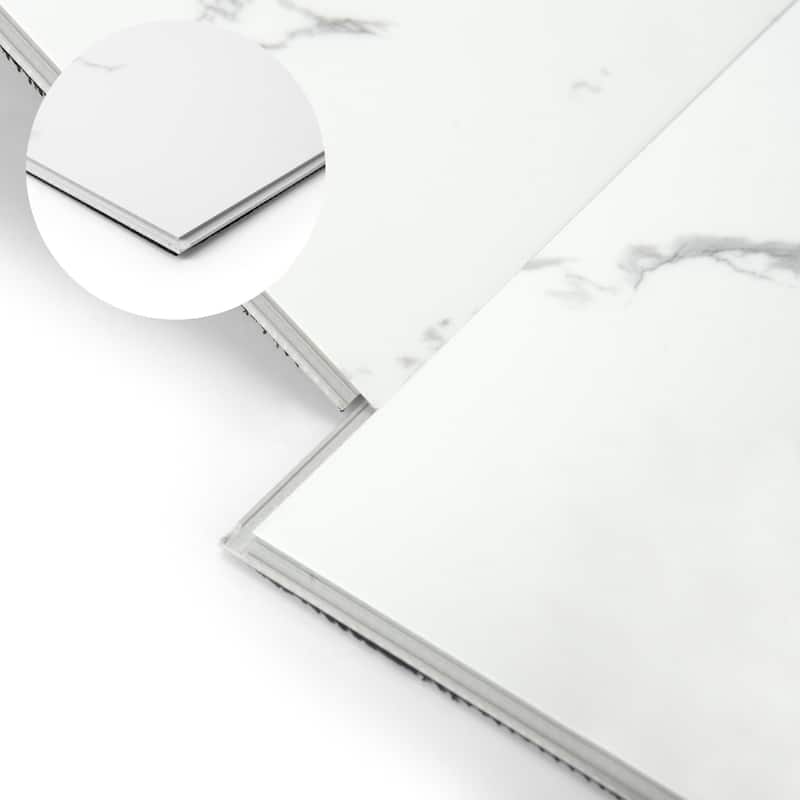 Art3d 12pcs 24"x12" Click-lock Marble Design Flooring Cover 24 Sq.Ft. - White-marble
