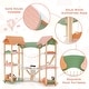 preview thumbnail 5 of 8, Hoenyjoy Kids Wooden Dollhouse Aged 3-8 Years Old with 32PCS Realistic - Pink+Green+Natural - See Details