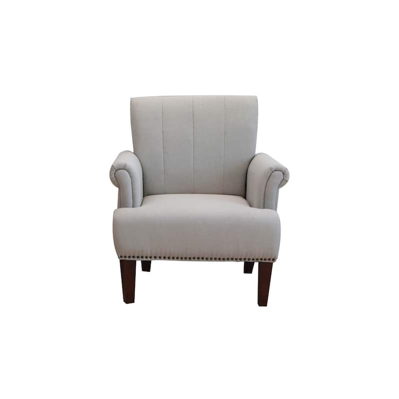30-inch Arm Chair with Nailhead Trim and Sturdy Brown Legs