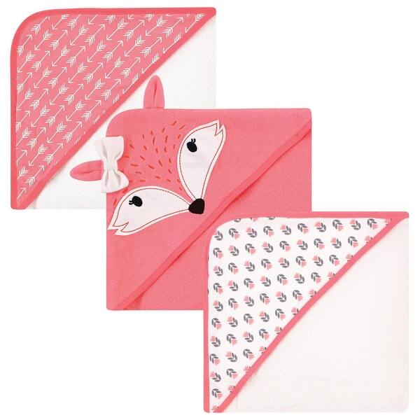 slide 1 of 1, Hudson Baby Infant Girl Cotton Rich Hooded Towels, Girl Fox, One Size - Girl Fox - One Size One Size - Girl Fox