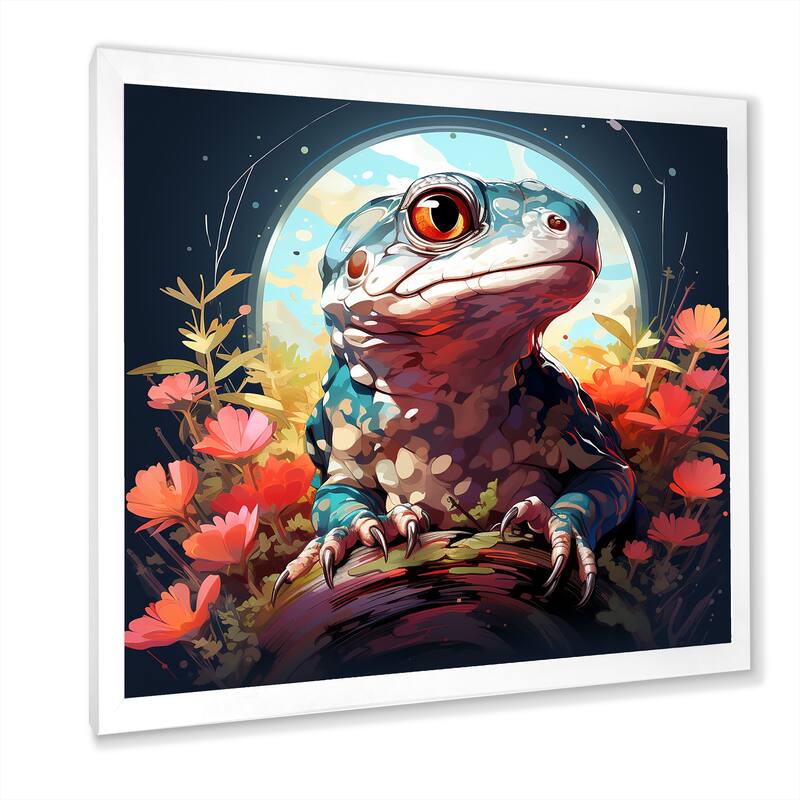 Designart "Salamander Reptile Portrait II" Reptile/Amphibian Wall Decor Pink Modern Entryway Framed Wall Art