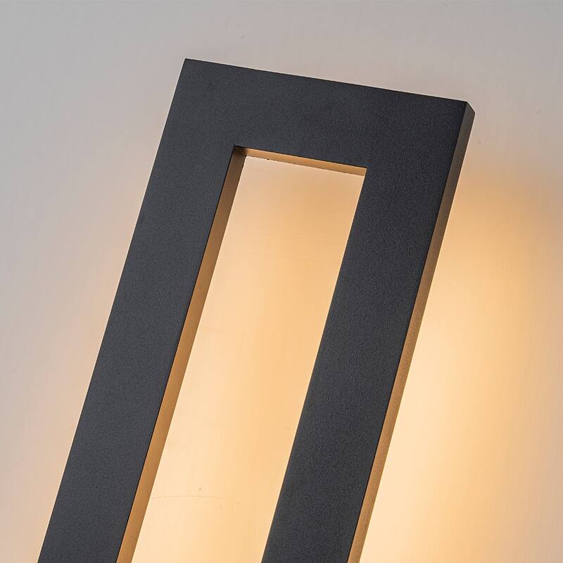 H20'' Modern Outdoor Integrated LED Wall Light 24W Matte Black Linear Sconce with Frosted Acrylic Shade Up/Down Wall Mount