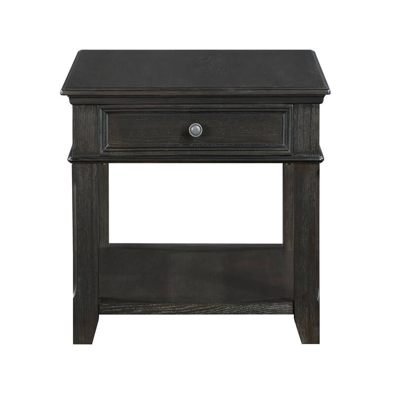 Contemporary End Table with Drawer and Shelf Dark Cherry Finish Wooden Furniture 1pc
