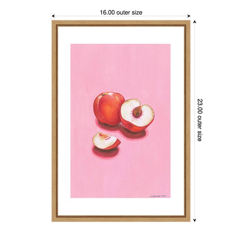 Peaches by Roxanne Moolman Framed Canvas Wall Art Print - 16 x 23 in