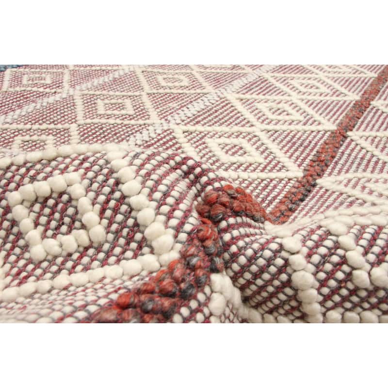 ECARPETGALLERY Braid weave Sienna Burgundy Wool Rug - 5'1 x 7'9