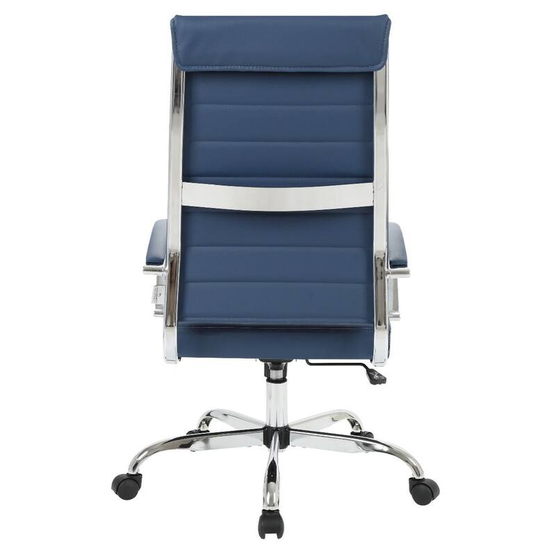 Benmar Leather Executive Office Chair with Chrome Frame, Adjustable Height, Tilt Lock, 360° Swivel, and Smooth Rolling Casters