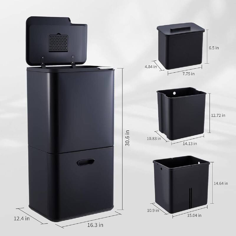 16 Gal Dual Compartment Recycling Bin Kitchen Trash Can