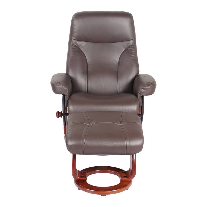 Almond Genuine Leather Recliner and Ottoman Bed Bath & Beyond 28731795
